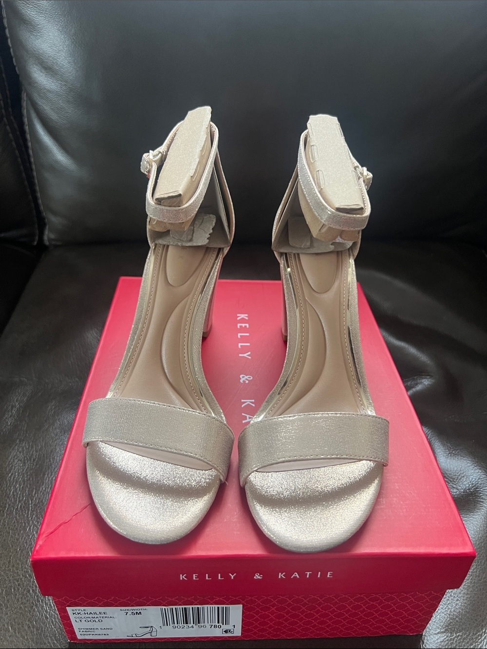Kelly & Katie Metallic Champagne Ankle-Strap Heels